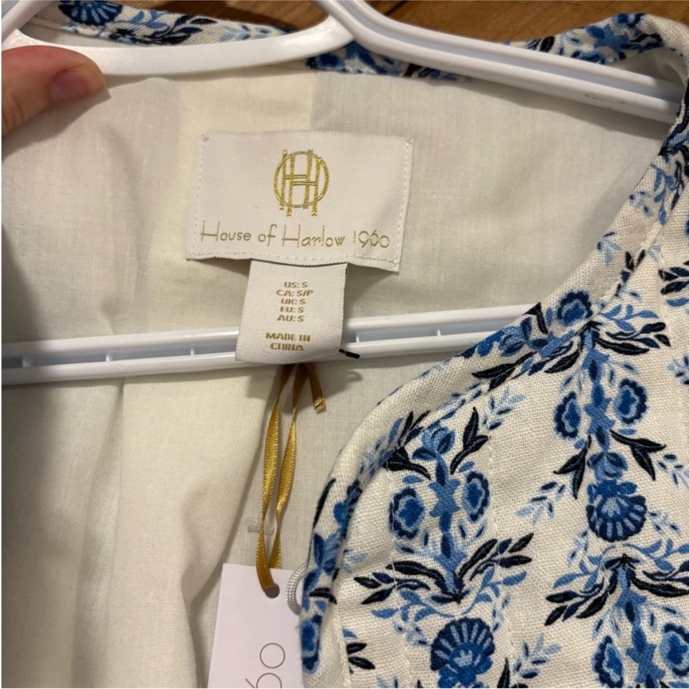 NWT House of Harlow 1960 Blue and White Bomber Quilted Jacket Small - Picture 4 of 9